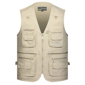 Gilets pour hommes Gilet respirant Hommes Veste sans manches Veste de chasse en plein air Plusieurs poches Cargo Manteau Pêche Séchage rapide 231130