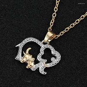 Charms Women Fashion Elephant Shape Pendant Necklace Gold Silver Plated Crystal Animal Mothers Day Accessories For Gifts