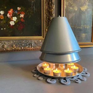 Titulares de vela Aquecimento Fogão Tea Light Forno Radiador de metal Aquecedor de parede dupla para estudo em casa Escritório Sala de estar sem