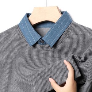 Мужской свитер, рубашка с воротником, вязаный свитер, красивый базовый свитер с длинными рукавами 2z