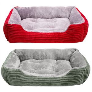 kennels pens Bed for Dog Cat Pet Square Plush Kennel Medium Small Dog Sofa Bed Cushion Warm Winter Pet Dog Bed House Pet Accessories 231130