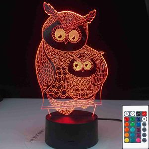 LED Neon Sign 3D-2410 Animal Owl Night Lamp 3D Light Room Decoration Multicolor Bedside Lamp Baby Luminary Neon Children's LED Night Lamp YQ231201