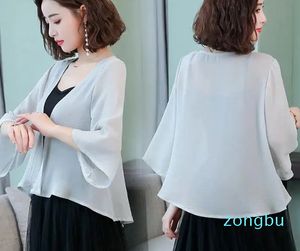 Schals Koreanische Chiffon-Hemd Sommer Dünne Weiche Kurze Strickjacke Frauen Cape Weibliche Sonnenschutz Kleidung Strand Sonnencreme Schal