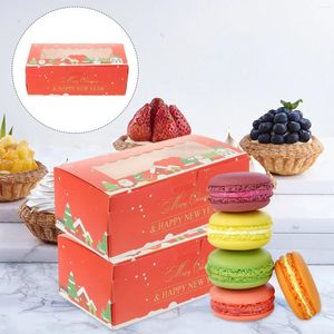 Take Out Containers 10pcs Christmas Macaron Boxes Xmas Cookies Packaging Bakery Container Party Favor