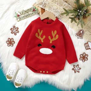 Rompers MA Baby 0-18m urodzona w Boże Narodzenie niemowlę dzieci Romper Knit Kope z długim rękawem Koszyk ciepłego świątecznego odzieży Costium D05 231130