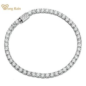 Łańcuch Wong Rain 925 Sterling Silver Lab Sapphire High Carbon Diamonds Kamień ślubny Bransoletka Bransoletka Fine Jewelry Hurtowa 231201