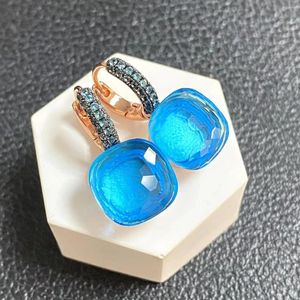 Kolczyki Dangle 11,6 mm Classic Nudo Blue Cyrron z czarnym pistoletem wysadzonym dla kobiet upuszczenie cukierków kryształowy prezent