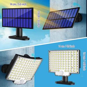 106 LED LED Solar Lamp Outdoor IP65 مقاوم للماء 3 وضع العمل مستشعر الجدار الشمسي ضوء الجدار الشمسي لأضواء إضاءة حديقة المرآب الفناء