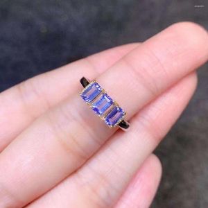 Cluster Rings Fashion Woman Ring Real and Natural Tanzanite 925 Sterling Silver Fine Super Quality