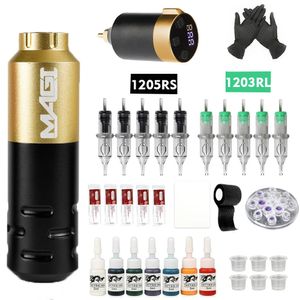 Tattoo Machine Kit Complete Professional Pen With Wireless Power Supply Permanent Makeup Beginner Art Supplies 231201