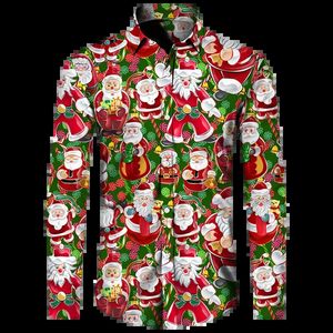 Camisas casuais masculinas havaianas camisas masculinas natal 2024 roupas de outono para roupas masculinas tops 3d impresso feriados manga longa natal férias jersey 231201