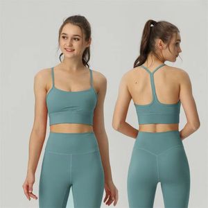 LL-008 Bra Y Yoga Exercise High Impact fitness Seamless top Gym women actively wear a yoga workout vest blazer with a style resistance band