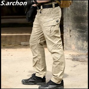 Мужские брюки S.archon SWAT Combat Military Тактические брюки Мужские большие армейские брюки-карго с несколькими карманами Повседневные хлопковые брюки для телохранителей безопасности 231130