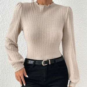 Swetry damskie 2023 Jesienna moda Slim Fit Top Mały wysoki szyk Długie rękaw Wygodna i wszechstronna koszula 231201