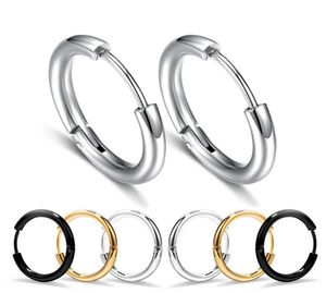 Hoop Earring Ear nail Ornaments Fashion Male 316L Stainless Steel Black Simple Personality Circle Ear Ring Ear Buckle Huggie9713326