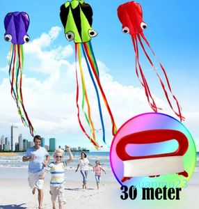 Mässing Knuckles Kite Accessories 3D 4M Stor bläckfisk drake med handtagslinje Barn Utomhus Summer Game Professional Stunt Software Power Beach