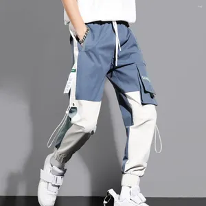 Calças masculinas clássico streetwear casual homens fitas jogging masculino fino ajuste primavera carga multi-bolsos calças femininas