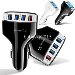 QC3.0 4 USB -portar snabb snabb laddning av billaddare 5v 7a billaddare Auto Power Adapter för iPhone 12 13 14 15 Samsung S20 S23 S24 HTC B1