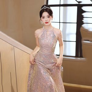 2023 Sexig plus -storlek Pink Mermaid Sequined Prom Dresses Arabic Aso Ebi Hang Feather Luxurious Crystal Beaded Evening Party Party Second Reception Dress Dress