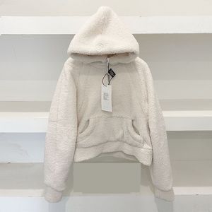 Lu feminino cordeiro outono hoodies moletom yoga terno jaqueta ll senhoras casaco esportivo meio zíper grosso solto estilo curto com lã