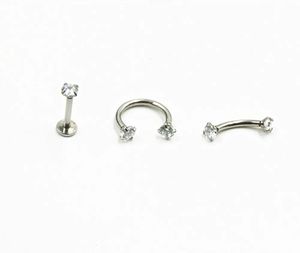 Anelli per naso Borchie Spedizione gratuita LOT50pcs 16g Piercing gioielli per il corpo -CZ Brillante labbro Labret Anello orecchio Helix Bar Labbro sopracciglio Piercing al naso rotondo CZ 231201