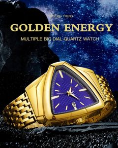 Wristwatches Makawer Men Quartz Watch Gold Black Triangle Reloj Business Man Wristwatch Male Luxury Golden Calendar Clock Hombre Masculino