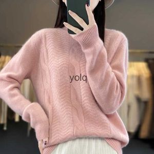 Women's Sweaters 100%Wool Knitted Mo Ne Sweater Women Autumn Winter i Warm Soft Cashmere Pullovers Korea Fashion Twisted Flower Jumpersyolq