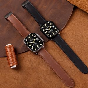 Fo Men Magnetic Folding Buckle Pebbled Leather Strap For Apple Watch Band 49mm 38 40 41 42 44 45 MM Nya klockor Rems armband för IWATCH 8 7 6 5 4 SE Ultra 2 Watchband