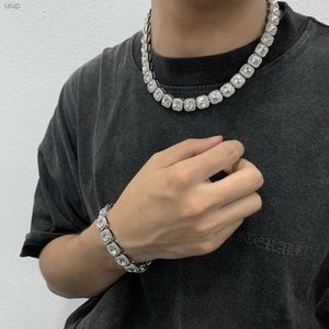 2024 Cubic Tennis Zircon Jewelry Set Halsband och armband sätter kubansk länkkedja för män