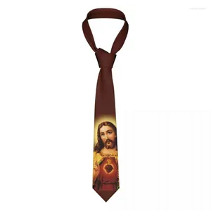 Bow Ties Jesus Kristus Sacred Heart Slyckor unisex polyester 8 cm Christian God Bless Neck For Men Skinny Accessories Gravatas Party