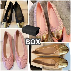 Balet Flats Buty Paris luksus designer buty damskie buty 2C Buty na pikowane skórzane balety buty okrągłe palce damskie formalne dressing butowy