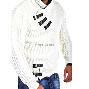 Herrtröjor herr höst vinter halsduk krage långärmad kabel smal passform stickad jacka turtleneck pullover tröjor mode män swaeterlf231114l2402