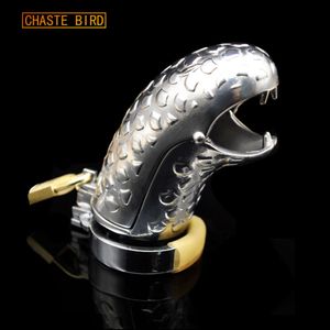 New Chaste Bird NEW Stainless Steel Device Snake-Head snake ring Chastity Cock Cage Penis Ring Adult Sexy Toys A304