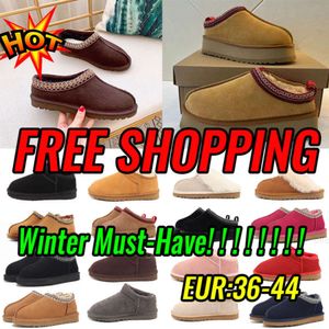 Designer Australien Kvinnor Mini Platform Snow Boots Winter Tazz Slippers Boots Warm Shoes Australian Suede Woolen Womens Ankle Boot Fashion Päls Booties