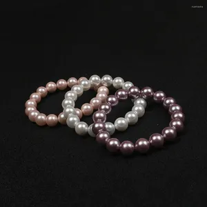 Strandgåvor 10mm simulerad pärla hand sträng rosa/lila/vit färg modetillbehör armband smycken armband