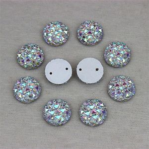 12 mm 300pcs Crystal Ab akryl płaski tylny okrągły okrągły kształt akrylowy nożyczka na 2 otwory335f