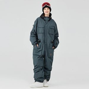 Skidåkning Vinter onepiece Ski Suit Outdoor Snowboard Jacket Warm Set Overall Waterproof Hooded 231130