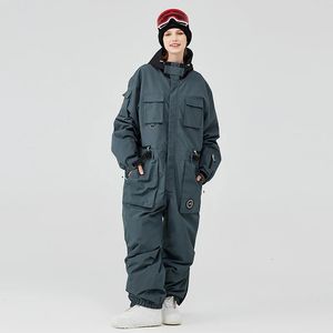 Garnitury narciarskie Winter Onepiece garnitur narciarski Outdoor Snowboard Kurtka ciepłe zestaw kombinezonu wodoodporne z kapturem 231130