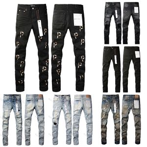 Jeans designer mens jeans lyx amerikansk high street svart rippade jeans mode smal