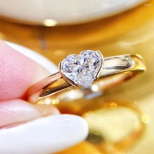 Cluster Rings 18K Yellow Gold 1 Heart Cut Diamond Infinity Ring For Women 1Ct Bridal Daimond Band Custom Gemstone Jewelry