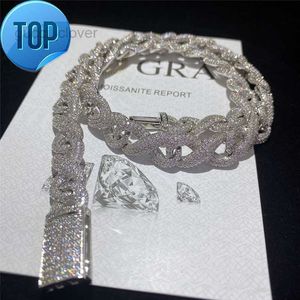 Full Iced Out Classic Box Clasp Moissanite Link Fine Hip Hop Men Jewelry Cuban Necklace Bling Diamond Chain