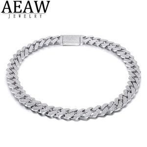 AEAW 18 Inch 925 Sterling Silver Setting Iced Out Moissanite Diamond Hip Hop Cuban Link Chain Miami Necklace Jewelry for Mens X050317t