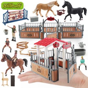 Blocks DIY Horse Race Model Horseman Farm Animal Figurines Action Toy Figures ABS Emulation Toys for Children Christmas Birthday Gift 231201