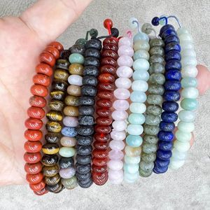 Braccialetti a maglie Bracciale con perline di pietre preziose Cristallo per uomini e donne Regali Reiki curativi regolabili Agata Labradorite Lapis