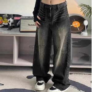 Women's Jeans Deeptown Vintage Baggy Jeans Women Streetwear Wide Pants Korean Fashion Denim Trousers Feamle Grunge Gothic Harajuku Y2k Autumnzln231201