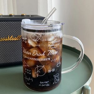 Mugs 1000ml Glass Cups With Lid And Straw Drinkware Cute Coffee Big Glasses For Drinks Water Tea Korean Milk Juice Beer Cup 231130