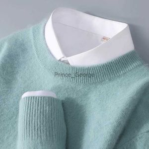 Herrtröjor Herrens 100% Pure Mink Cashmere Sweater O-Neck Pullover Knäckt stor storlek Minktröja Vinter Ny långärmad high-end tröjorlf231114L2402