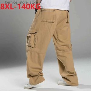 Męskie spodnie plus rozmiar 8xl 140 kg Summer Spring Men Men Pants Grube Spodnie High Street Spodnie Safari Style Pockets Pocketboard Outdoor Proste Spodnie Q231201