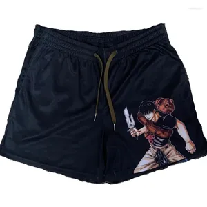 Men's Shorts Anime Jujutsu Kaisen Mesh Gym Men Toji Print Sport Running Quick Dry Training Workout Swim Trunks