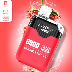 Aivono Aim Clear 8000 Puffs Electronic Cigarette Rechargeable 650mAh Battery Disposable 0% 2% 5% Nic 10 Flavors U